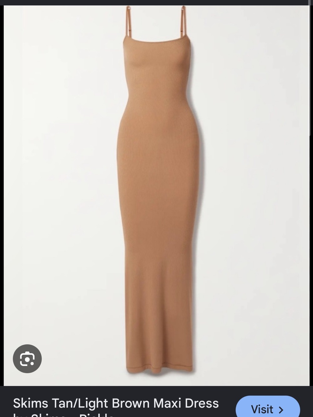 Skims Light Brown/ Tan Ribbed Soft Lounge Maxi Dress